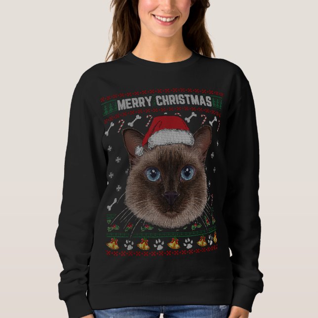 Frohe Weihnachten Siam Cat Lovers Ugly Xmas Sweat Sweatshirt (Vorderseite)