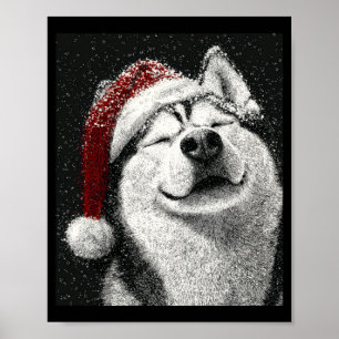 Frohe Weihnachten Siberian Husky Langarmshirt Poster