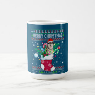 Frohe Weihnachten sibirischer Husky Hund in Sock F Kaffeetasse