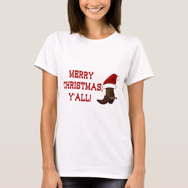 Frohe Weihnachten Sie - Sankt-Stiefel T-Shirt (Vorderseite)