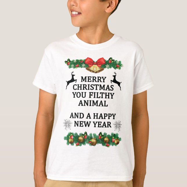 Frohe Weihnachten Sie schmutzig Tier T-Shirt (Vorderseite)