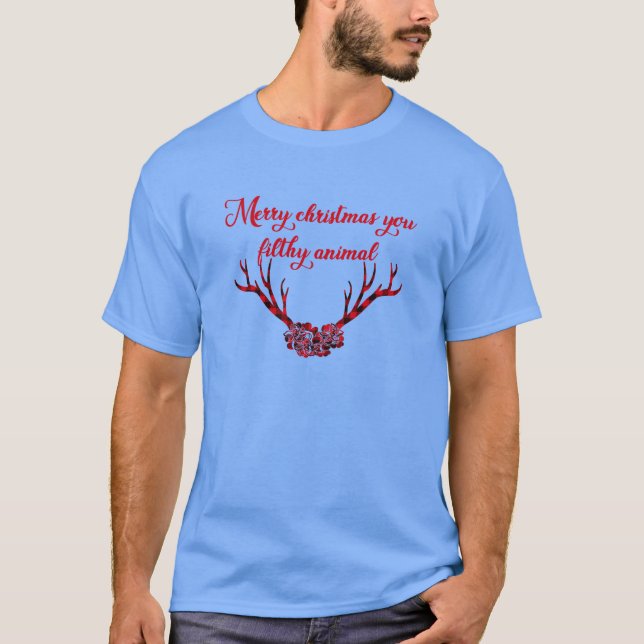 Frohe Weihnachten Sie schmutzig Tier T-Shirt (Vorderseite)