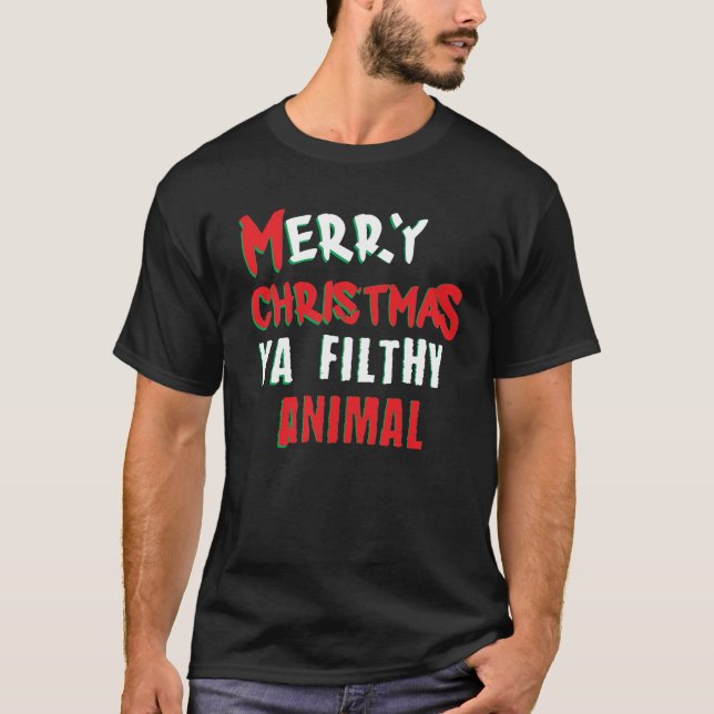 Frohe Weihnachten Sie schmutziges tierisches T-Shirt (Vorderseite)