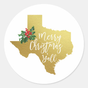 Frohe Weihnachten Sie Texas-Aufkleber Runder Aufkleber