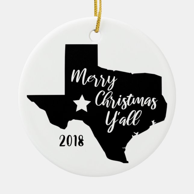 Frohe Weihnachten Sie Texas-Weihnachtsverzierung Keramik Ornament (Vorne)