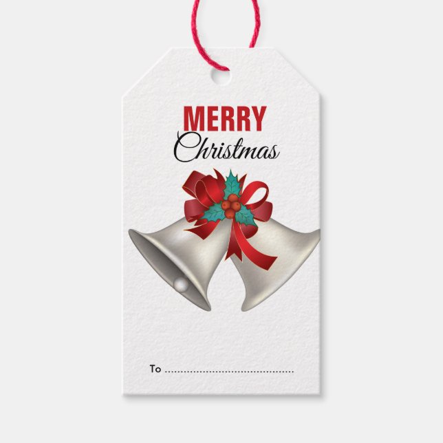 Frohe Weihnachten Silber Bells Festival Geschenkanhänger (Vorderseite)