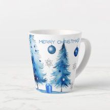 Frohe Weihnachten Silber & Blau Japandi Wasserfarb