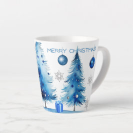 Frohe Weihnachten Silber & Blau Japandi Wasserfarb Milchtasse