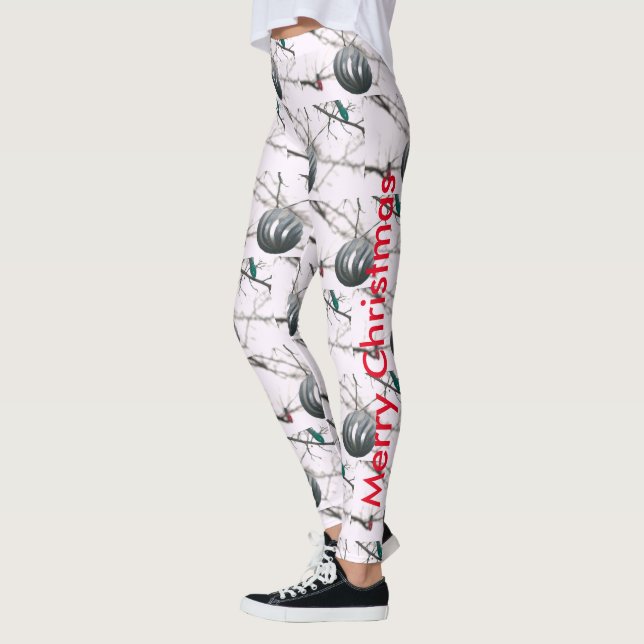 Frohe Weihnachten Silber Ornament Ball Tree Lights Leggings (Links)