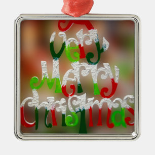 Frohe Weihnachten Silbernes Ornament