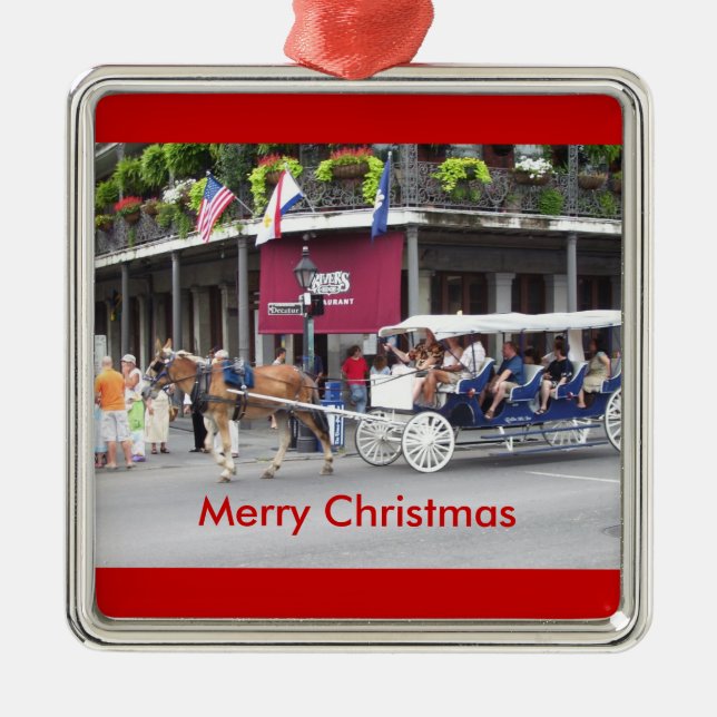 Frohe Weihnachten Silbernes Ornament (Vorne)