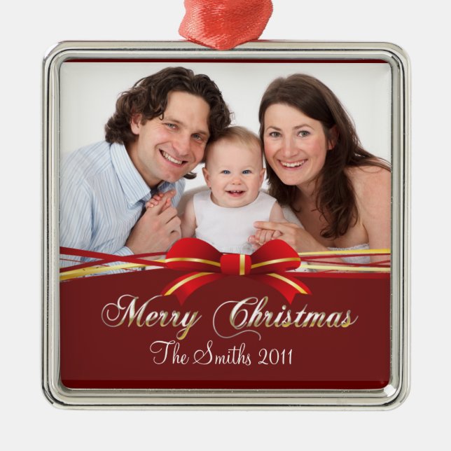 Frohe Weihnachten Silbernes Ornament (Vorne)