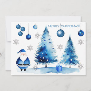 Frohe Weihnachten Silver & Blue Japandi Wasserfarb