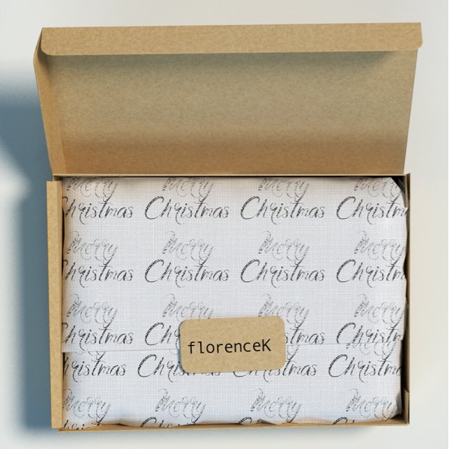 Frohe Weihnachten Silver Gray Burlap Linen Hütte Geschenkpapier (Merry Christmas Silver Gray Burlap Linen Cottage Wrapping Pape)