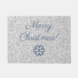 Frohe Weihnachten Silver Gray Glitzer Texture Desi Fußmatte