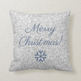 Frohe Weihnachten Silver Gray Glitzer Texture Kissen