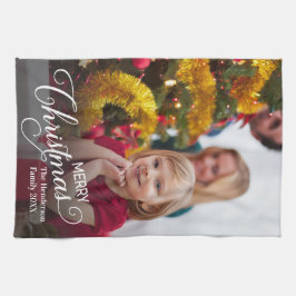 Frohe Weihnachten Simple Custom Foto Geschirrtuch