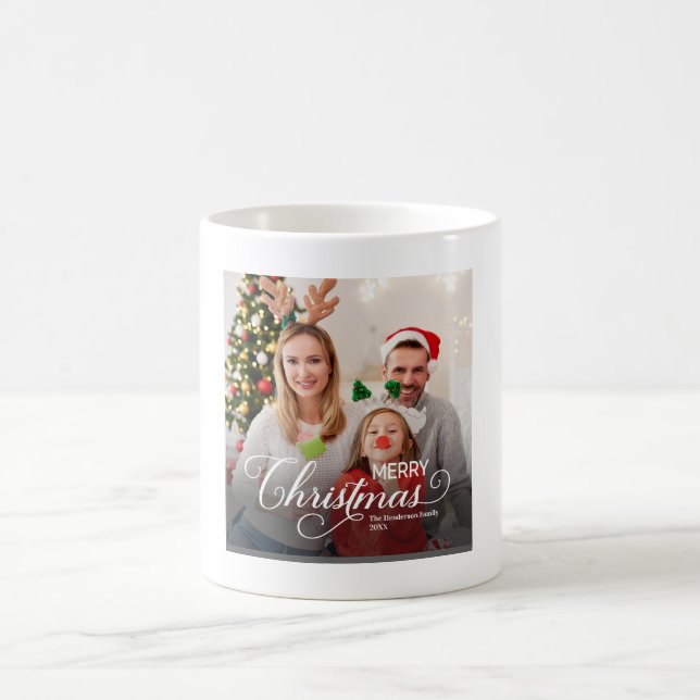 Frohe Weihnachten Simple Custom Foto Kaffeetasse (Mittel)
