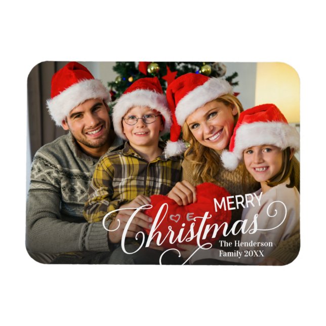 Frohe Weihnachten Simple Custom Foto Magnet (Horizontal)