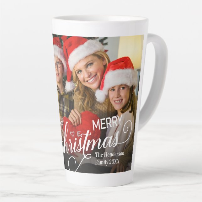 Frohe Weihnachten Simple Custom Foto Milchtasse (Rechte Ecke)