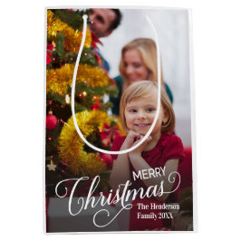 Frohe Weihnachten Simple Custom Foto Mittlere Geschenktüte