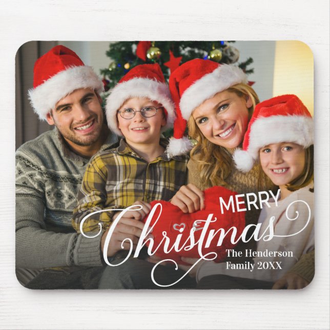 Frohe Weihnachten Simple Custom Foto Mousepad (Vorne)