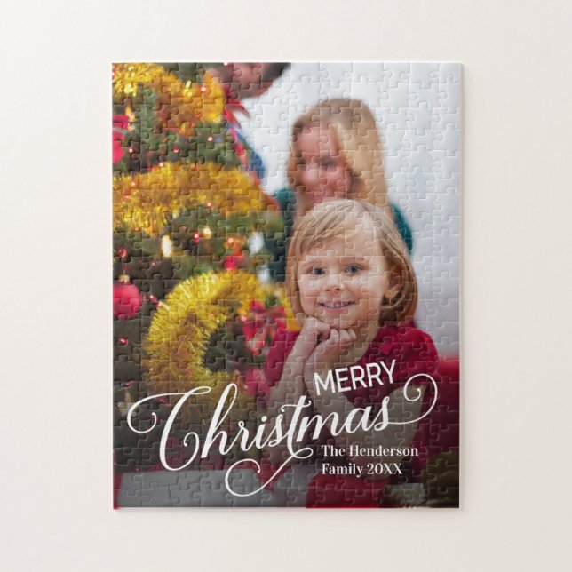 Frohe Weihnachten Simple Custom Foto Puzzle (Vertikal)