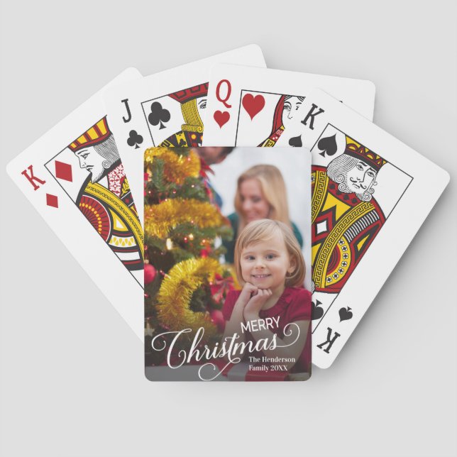 Frohe Weihnachten Simple Custom Foto Spielkarten (Rückseite)