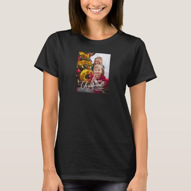 Frohe Weihnachten Simple Custom Foto T-Shirt (Vorderseite)
