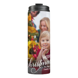 Frohe Weihnachten Simple Custom Foto Thermosbecher