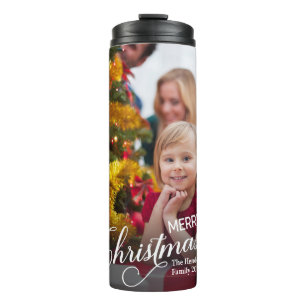 Frohe Weihnachten Simple Custom Foto Thermosbecher