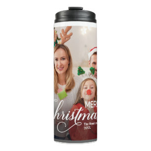 Frohe Weihnachten Simple Custom Foto Thermosbecher