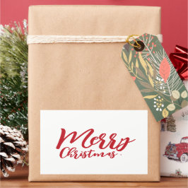 Frohe Weihnachten Simple Girly Red Script Rechteckiger Aufkleber