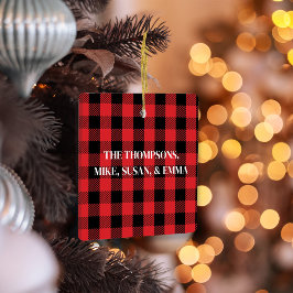 Frohe Weihnachten Simple Red Buffalo Kariert Keramikornament