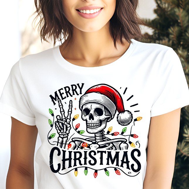 Frohe Weihnachten Skeleton Peace Sign Tri-Blend Shirt (Von Creator hochgeladen)