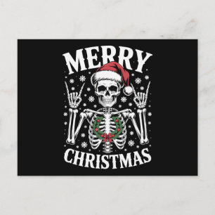 Frohe Weihnachten Skelett Santa Hut Rock Schild Xm