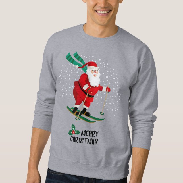 Frohe Weihnachten Skifahren Weihnachten Weihnachts Sweatshirt (Vorderseite)