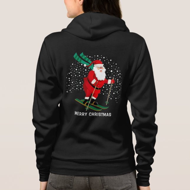 Frohe Weihnachten Skiing Santa Winter Personalisie Hoodie (Rückseite)