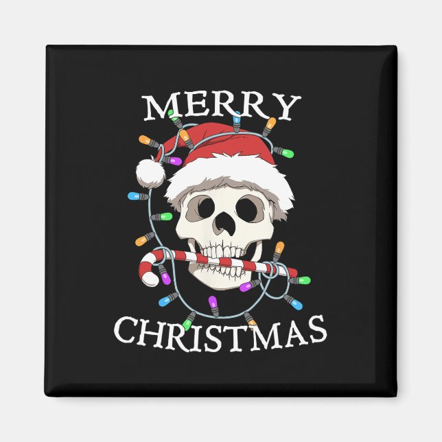 Frohe Weihnachten Skull Skeleton Männer Frauen Magnet (Vorne)