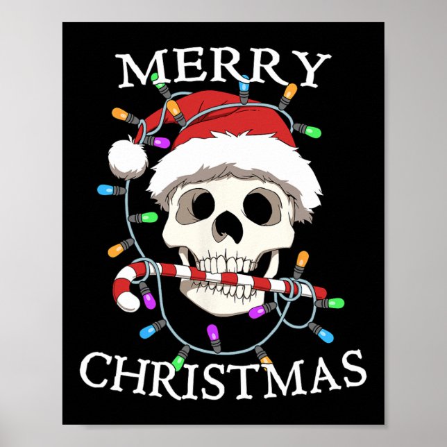 Frohe Weihnachten Skull Skeleton Männer Frauen Poster (Vorne)