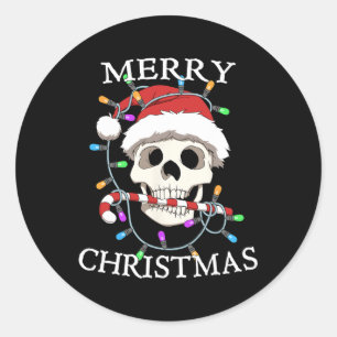 Frohe Weihnachten Skull Skeleton Männer Frauen Runder Aufkleber
