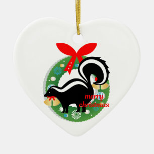 frohe weihnachten skunk keramik ornament