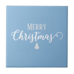 Frohe Weihnachten Sky Blue Solid Color   #85b5da Fliese