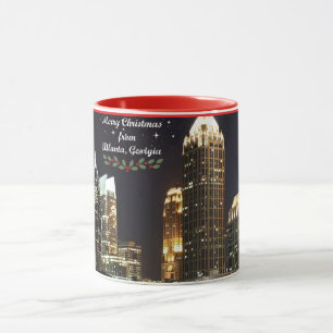 "Frohe Weihnachten," Skyline von Atlanta, Georgia Tasse
