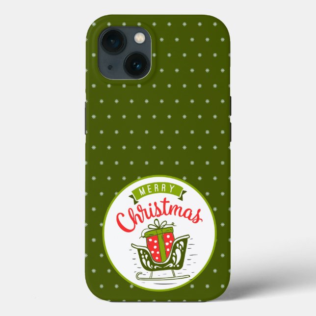 Frohe Weihnachten Sleigh Red Green Snowflake Muste Case-Mate iPhone Hülle (Rückseite)