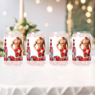 Frohe Weihnachten SlipperyJoe rot weiß Silber Gesc Dosenglas