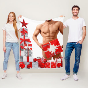 Frohe Weihnachten SlipperyJoe rot weiß silber Gesc Fleecedecke
