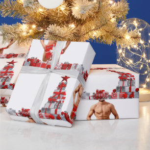 Frohe Weihnachten SlipperyJoe rot weiß silber Gesc Geschenkpapier