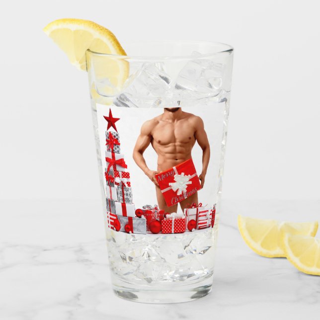 Frohe Weihnachten SlipperyJoe rot weiß Silber Gesc Glas (Vorderseite Ice)