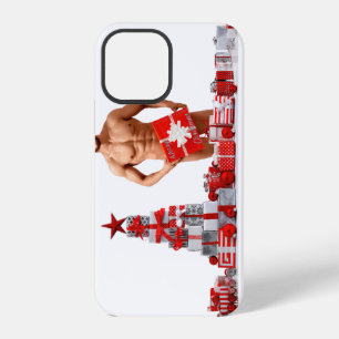 Frohe Weihnachten SlipperyJoe rot weiß silber Gesc iPhone 12 Pro Hülle